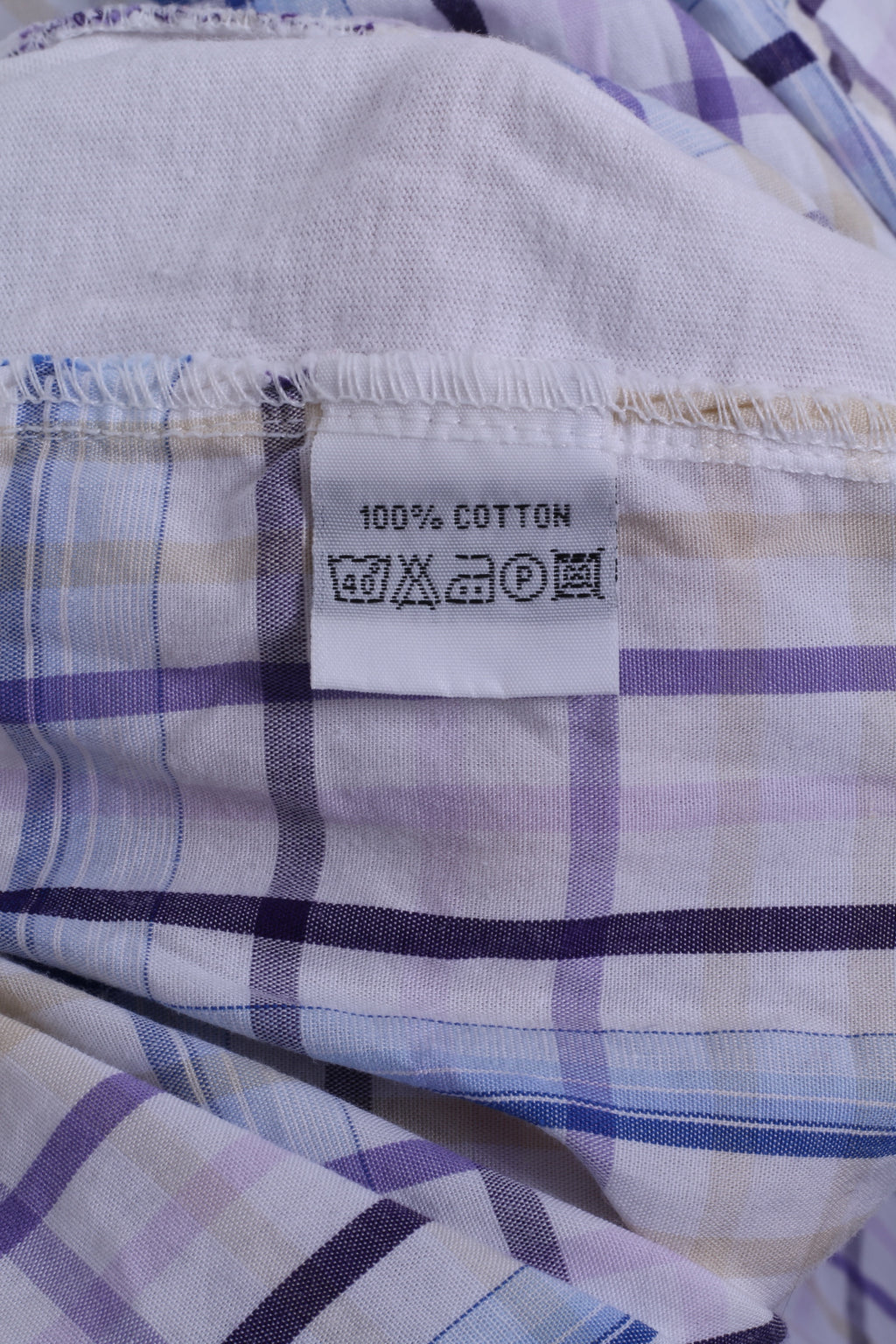 FLY 53 Chemise décontractée pour homme XXL (M) Blanc Bleu à carreaux en coton à manches courtes