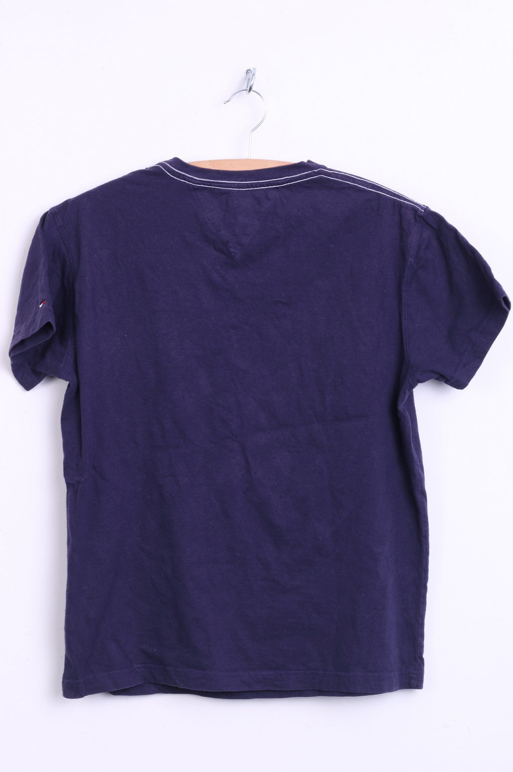 Hilfiger Denim Womens L Shirt Crew Neck Navy Cotton Raceways New York - RetrospectClothes