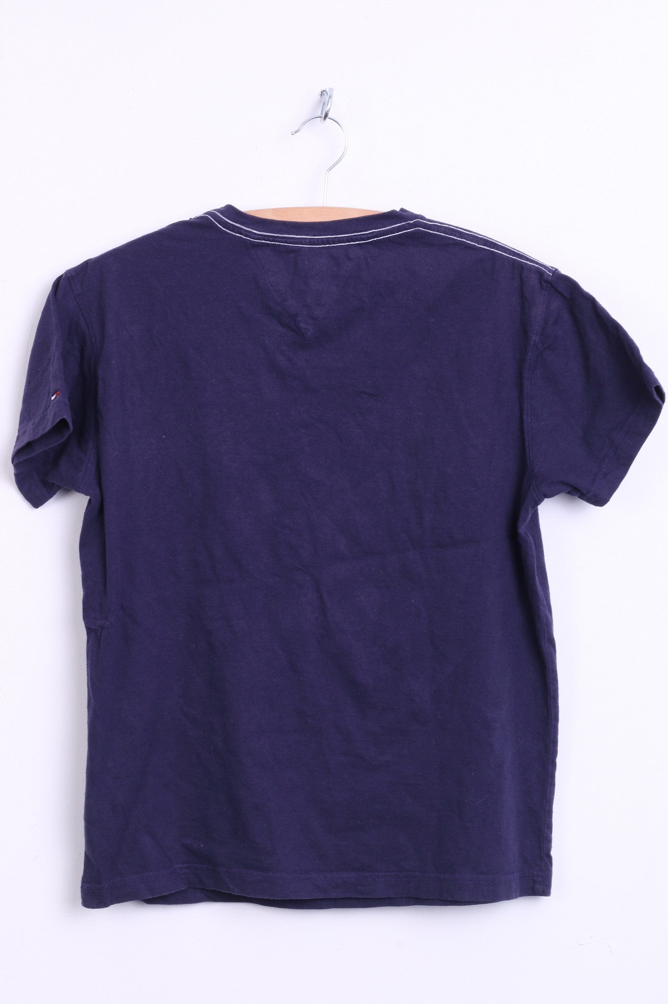 Hilfiger Denim Womens L Shirt Crew Neck Navy Cotton Raceways New York - RetrospectClothes