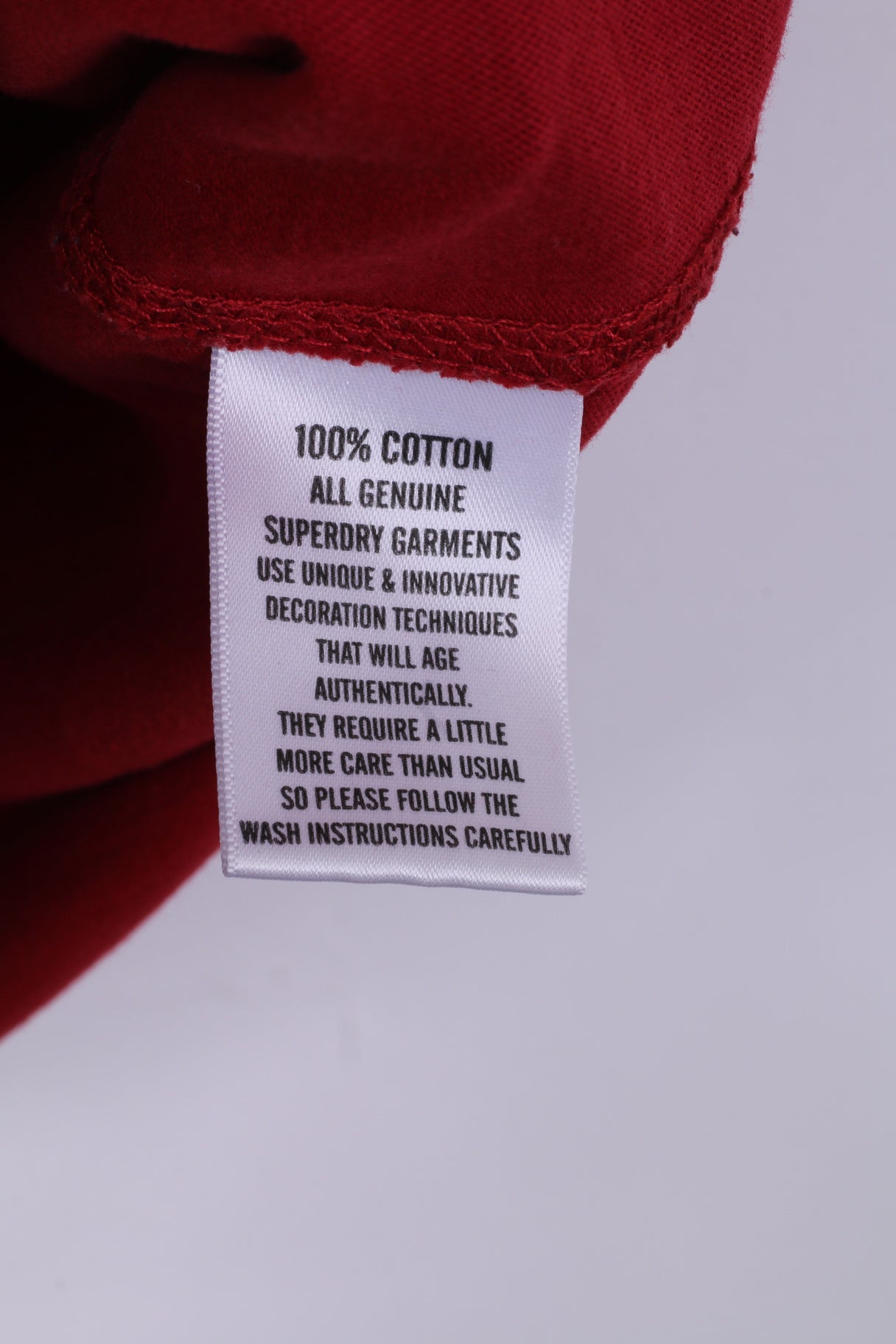 Superdry Homme L T-Shirt Graphique Coton Rouge Ras du Cou Haut 