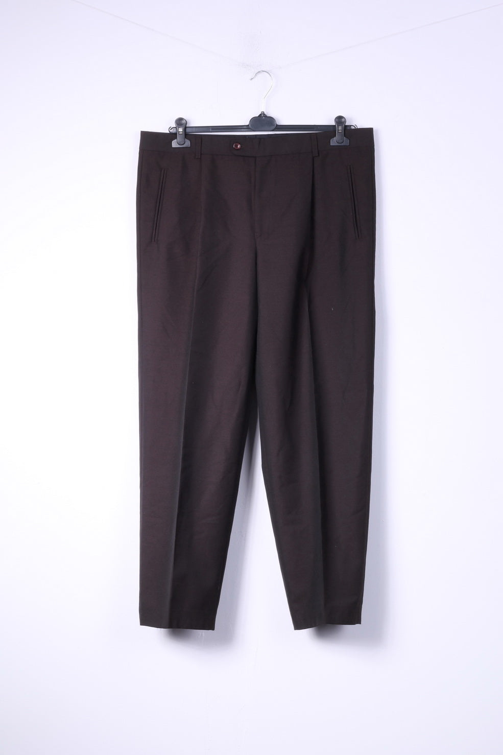 Calvin Cooper New York Men 54 44 Suit Brown Blazer Single Breasted Trousers Wool 2 Piece