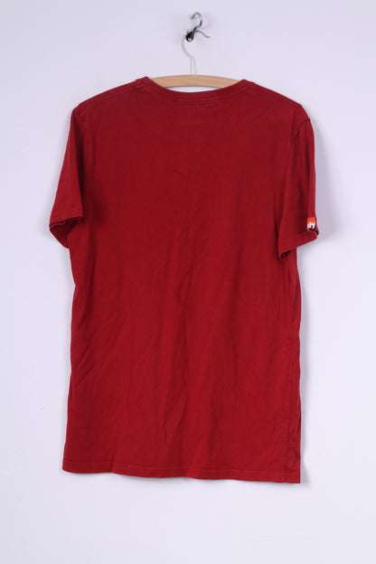 Superdry Mens L T-Shirt Graphic Cotton Red Crew Neck Top