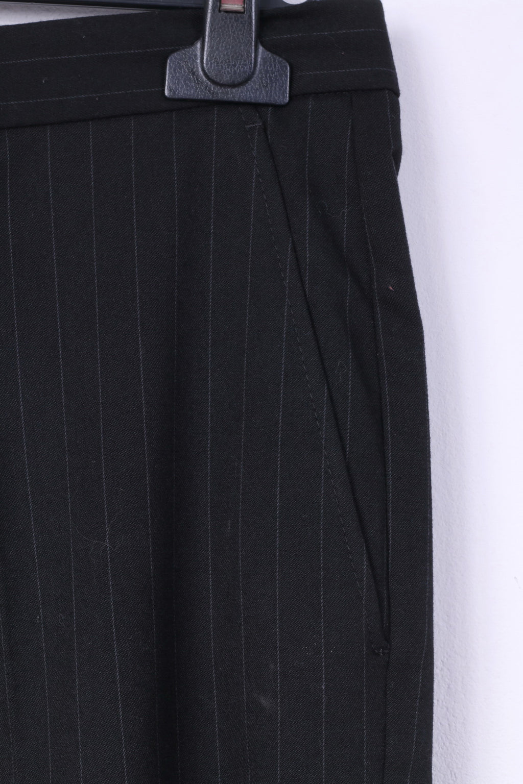 United Colors Of Benetton Men 50 40 Suit Blazer Trousers Black Striped Single Breasted Stretch