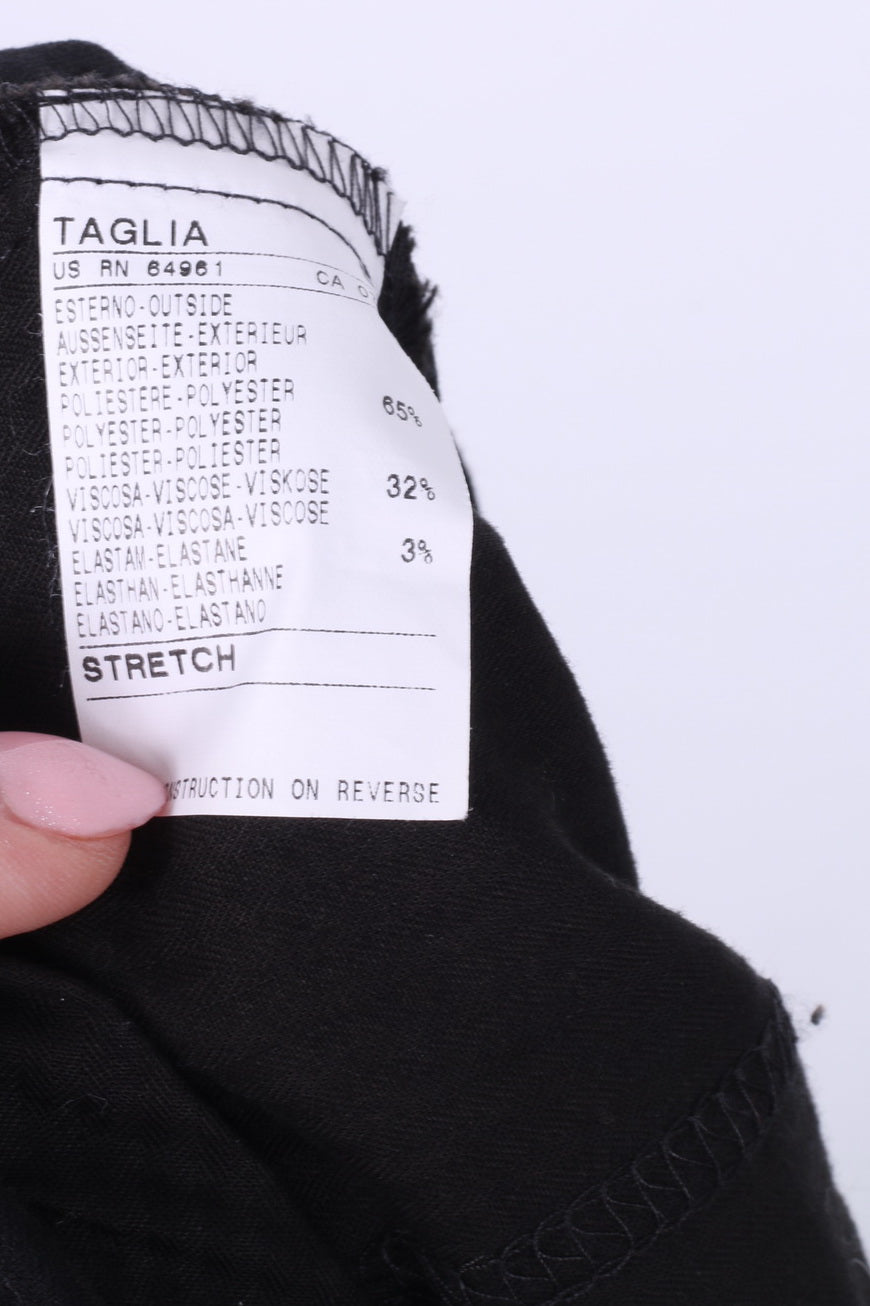 United Colors Of Benetton Men 50 40 Suit Blazer Trousers Black Striped Single Breasted Stretch