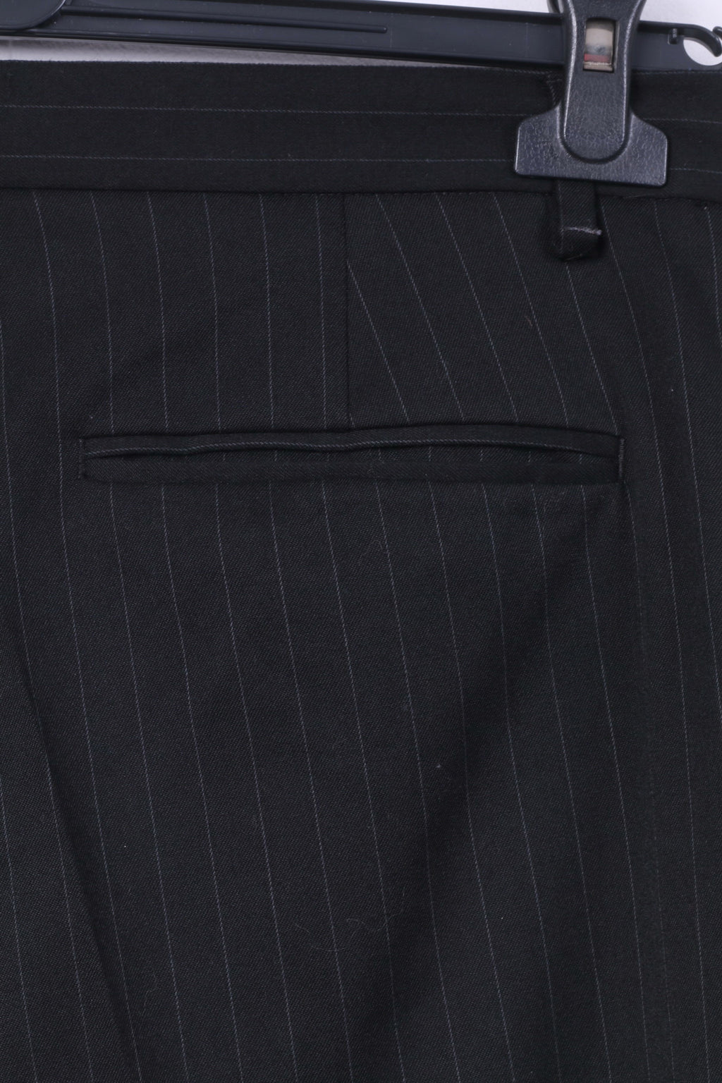 United Colors Of Benetton Men 50 40 Suit Blazer Trousers Black Striped Single Breasted Stretch