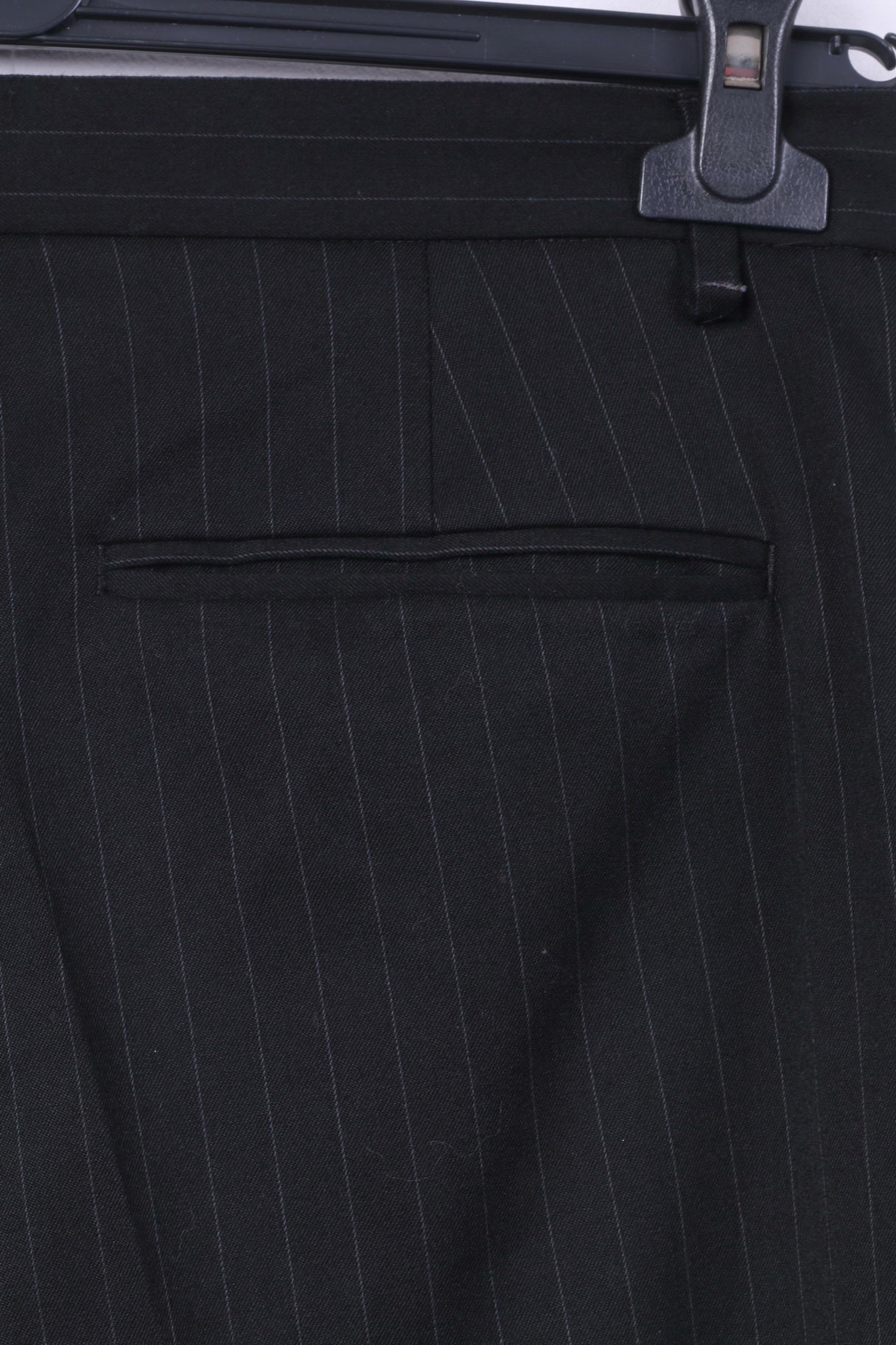 United Colors Of Benetton Men 50 40 Suit Blazer Trousers Black Striped Single Breasted Stretch