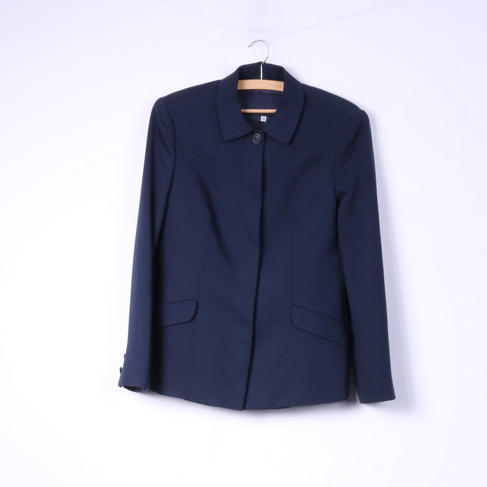 Versus Gianni Versace Donna 28 42 S Blazer Top monopetto in nylon di lana vintage blu scuro