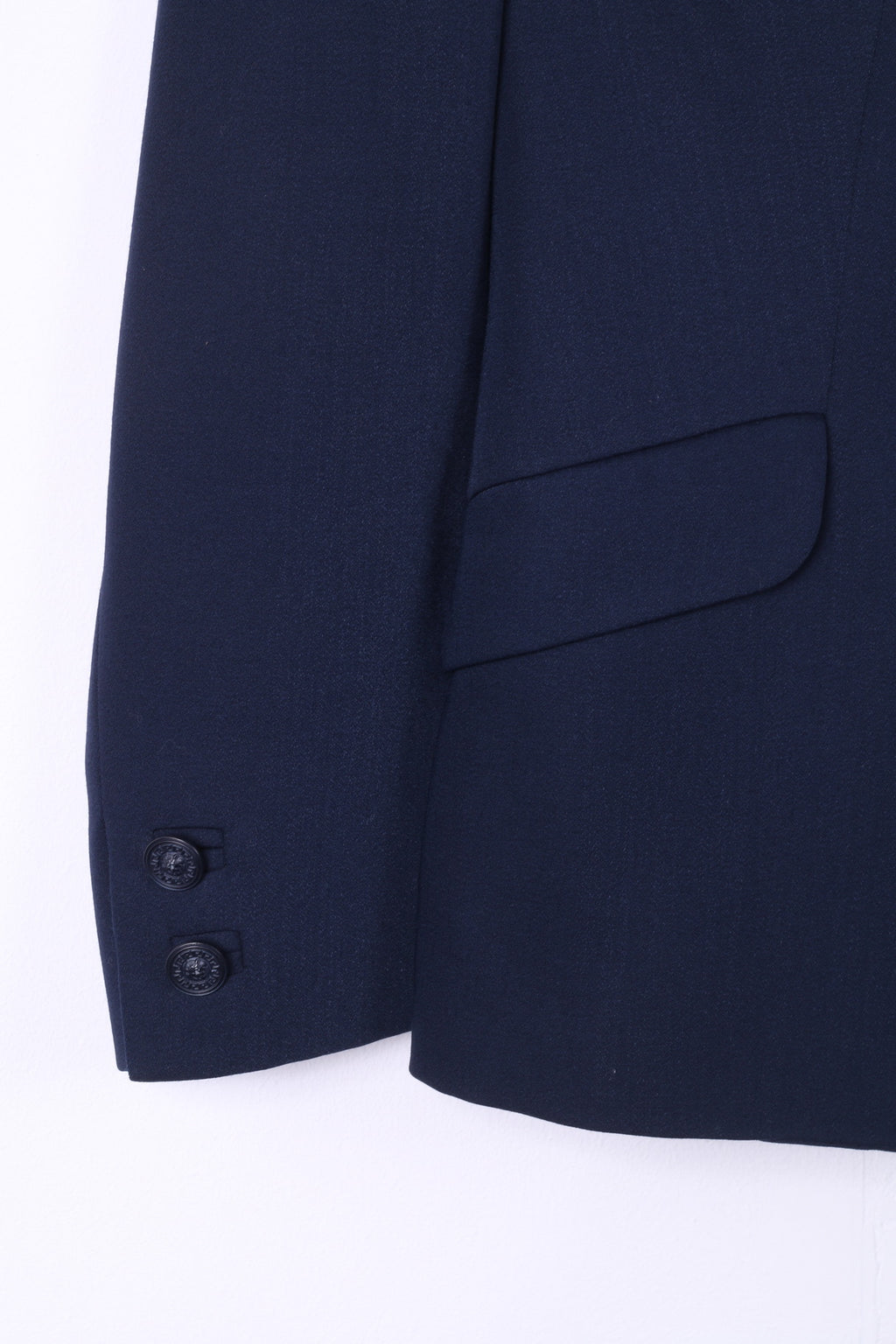 Versus Gianni Versace Donna 28 42 S Blazer Top monopetto in nylon di lana vintage blu scuro