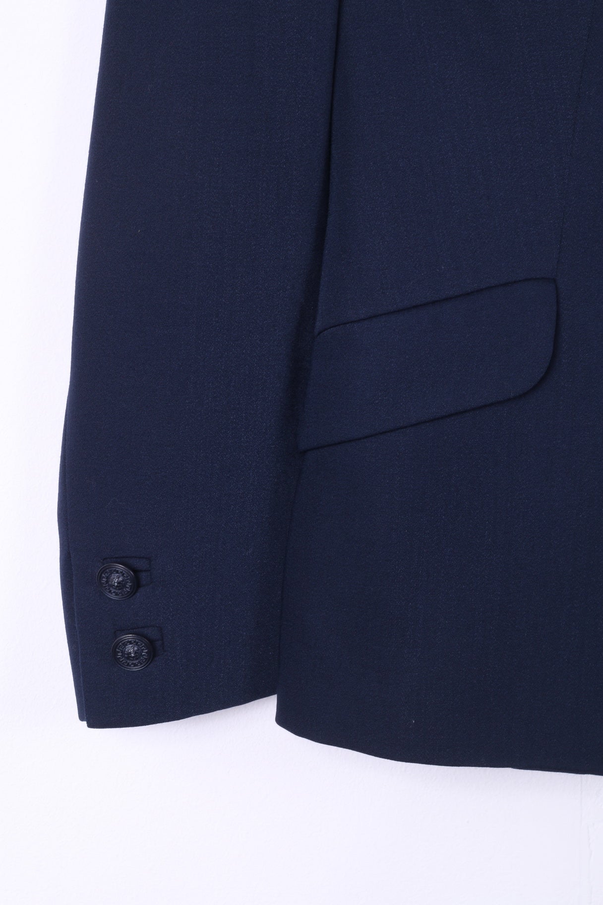 Versus Gianni Versace Donna 28 42 S Blazer Top monopetto in nylon di lana vintage blu scuro