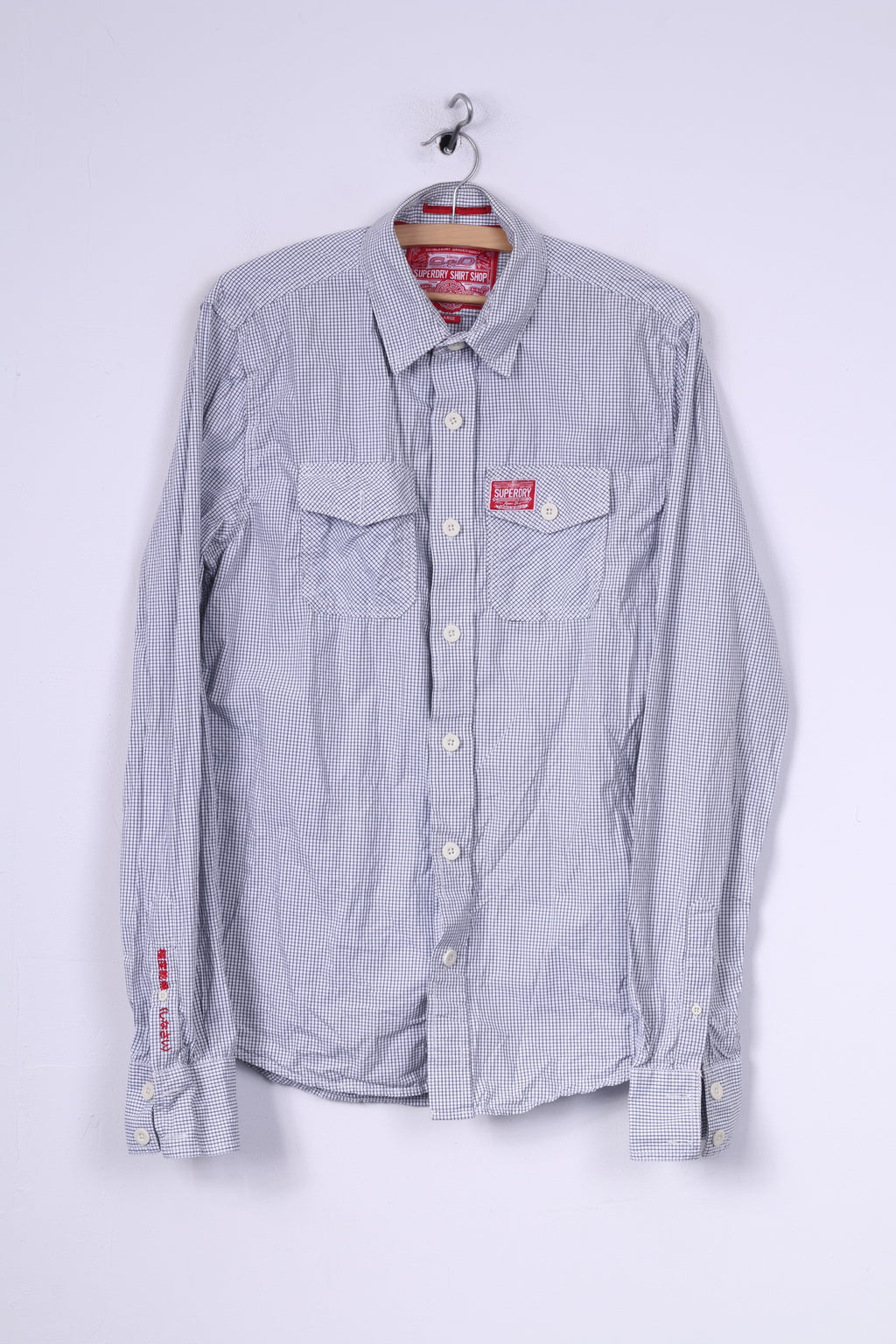 Superdry Chemise décontractée L pour homme à carreaux blancs à manches longues en coton 