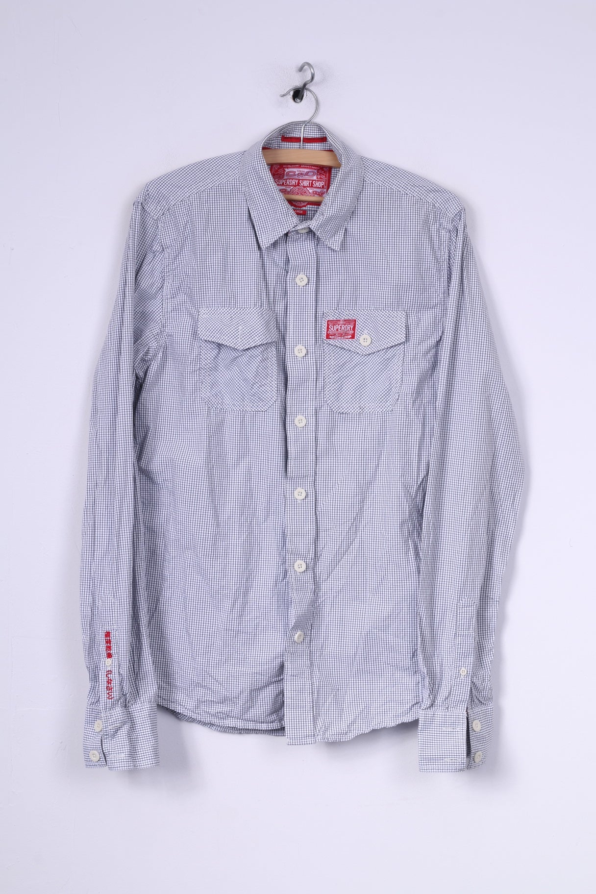 Superdry Chemise décontractée L pour homme à carreaux blancs à manches longues en coton 