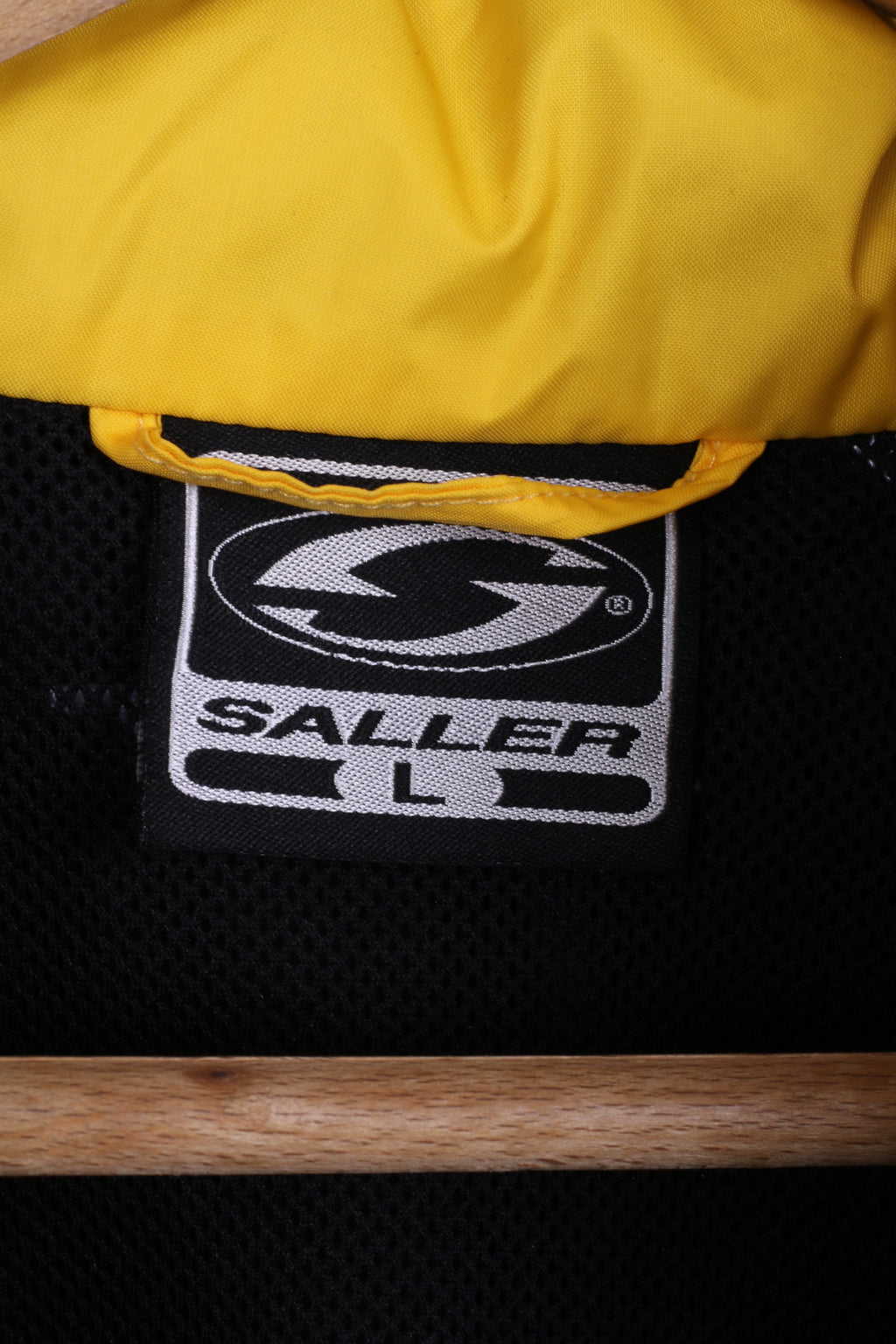 Saller Giacca da uomo L Giacca da allenamento leggera in nylon nero impermeabile con cappuccio nascosto