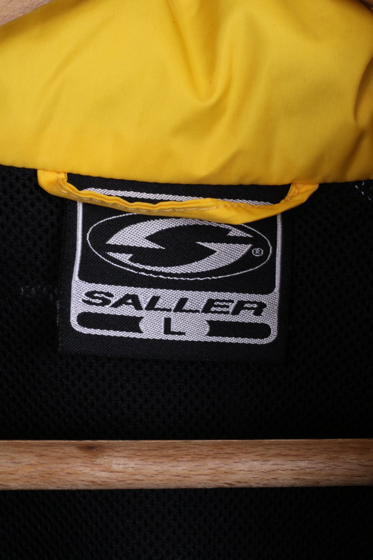 Saller Giacca da uomo L Giacca da allenamento leggera in nylon nero impermeabile con cappuccio nascosto