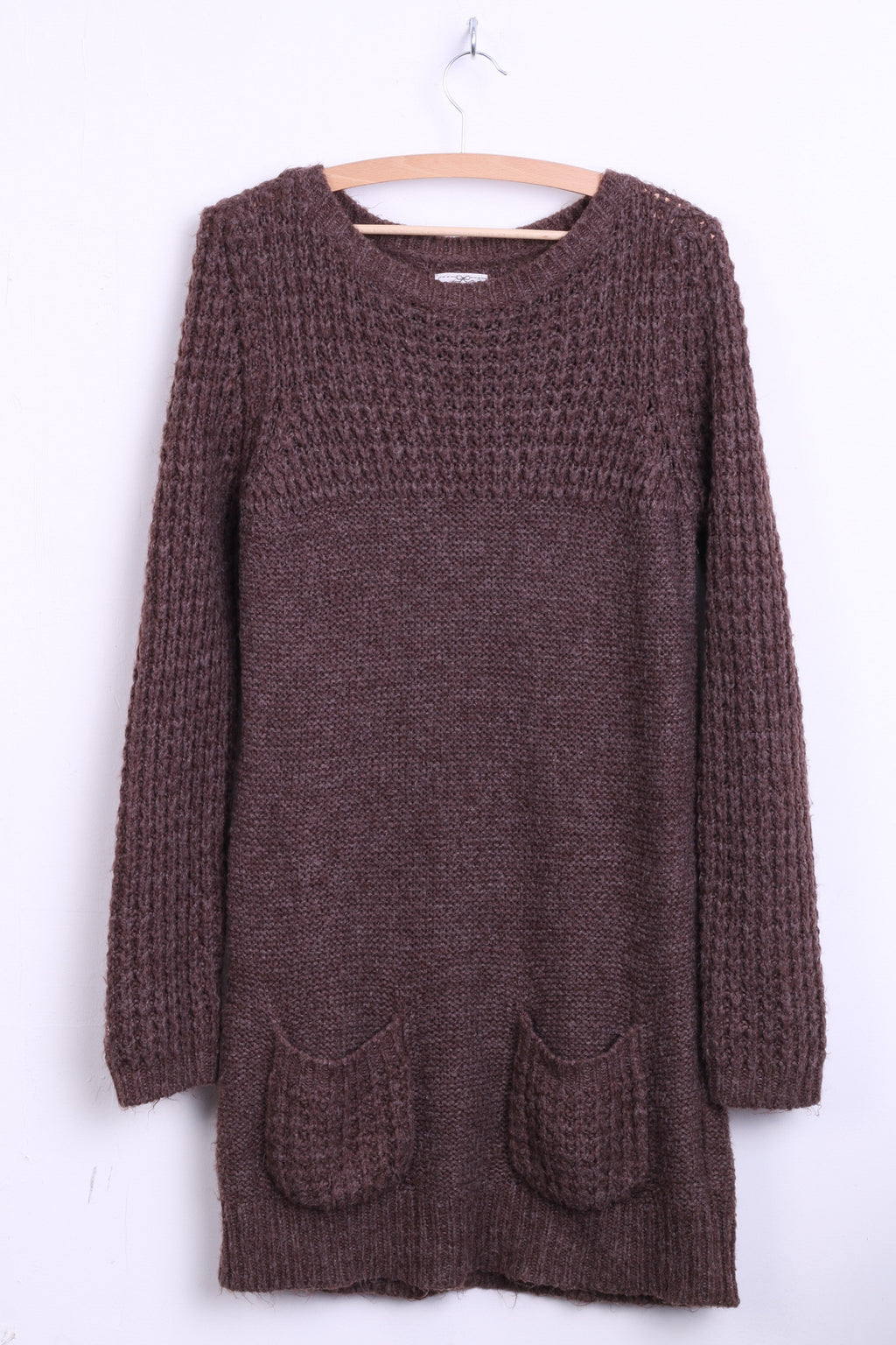 New Look Womens 14 L/XL Jumper Long Sweater Walnut Crew Neck - RetrospectClothes