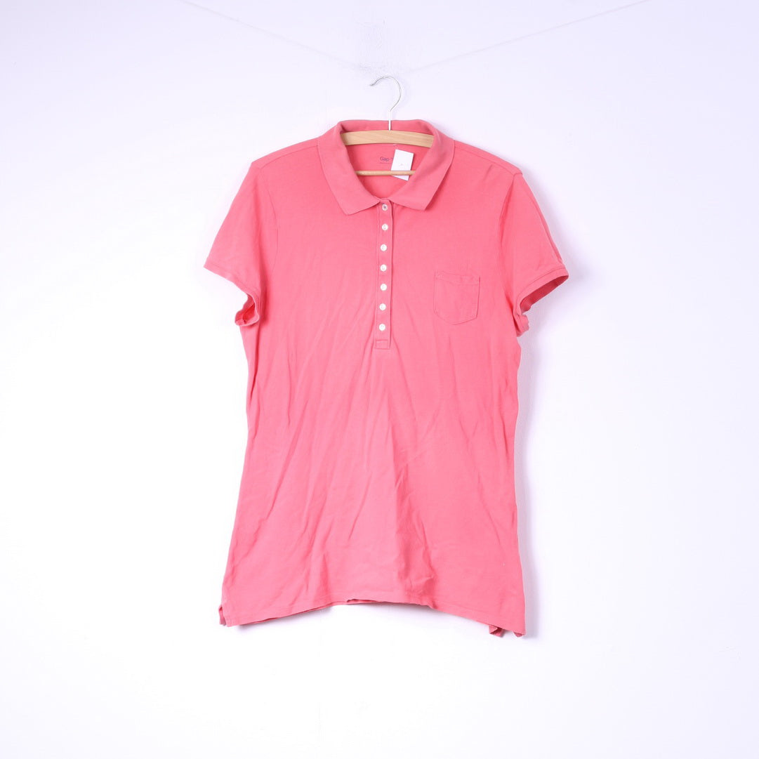 Gap Polo XL Femme Rose Coton Boutons Haut Déatilisé