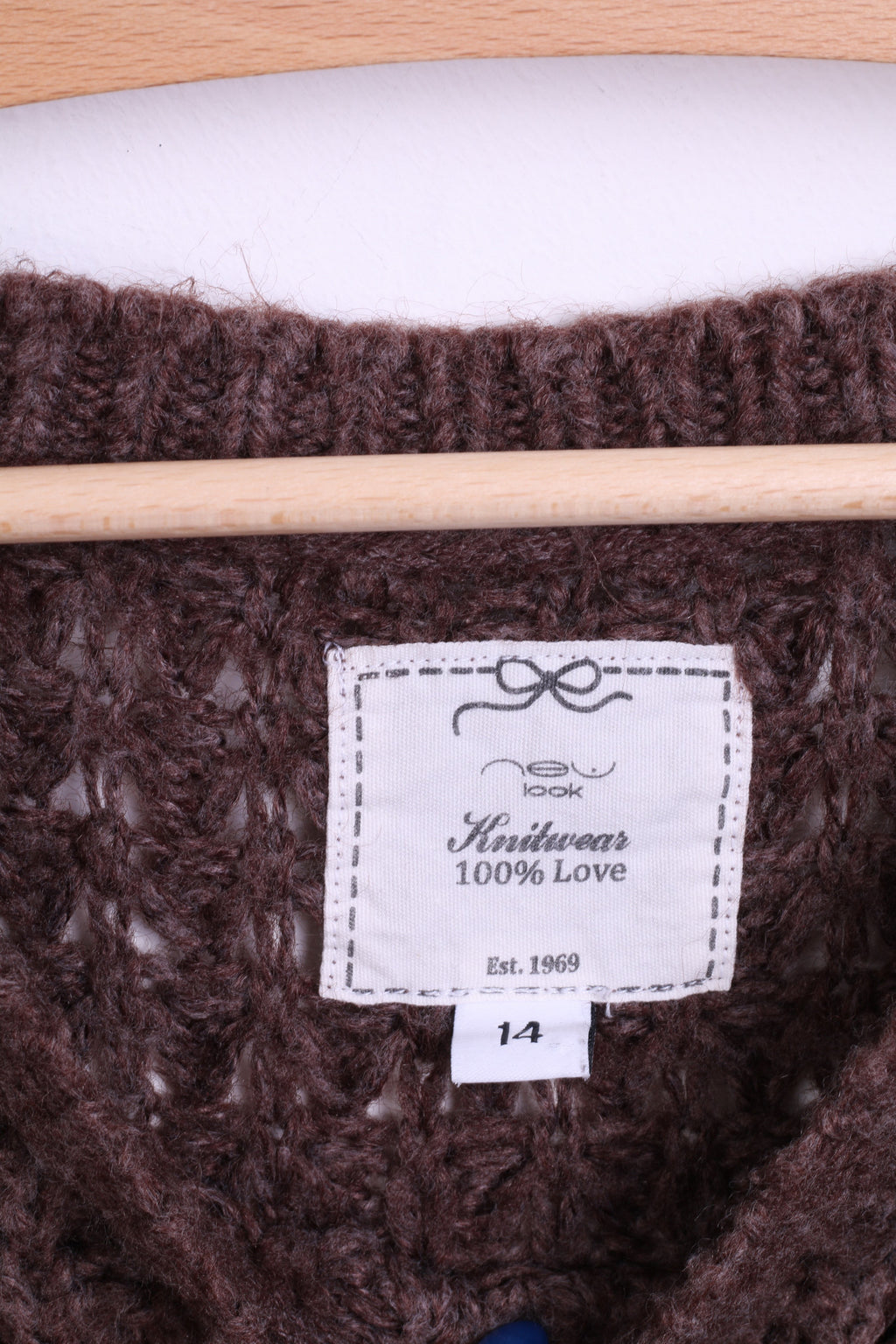 New Look Womens 14 L/XL Jumper Long Sweater Walnut Crew Neck - RetrospectClothes