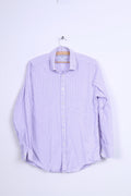 Charles Tyrwhitt Mens M 39 Casual Shirt Check Cotton Purple Long Sleeve