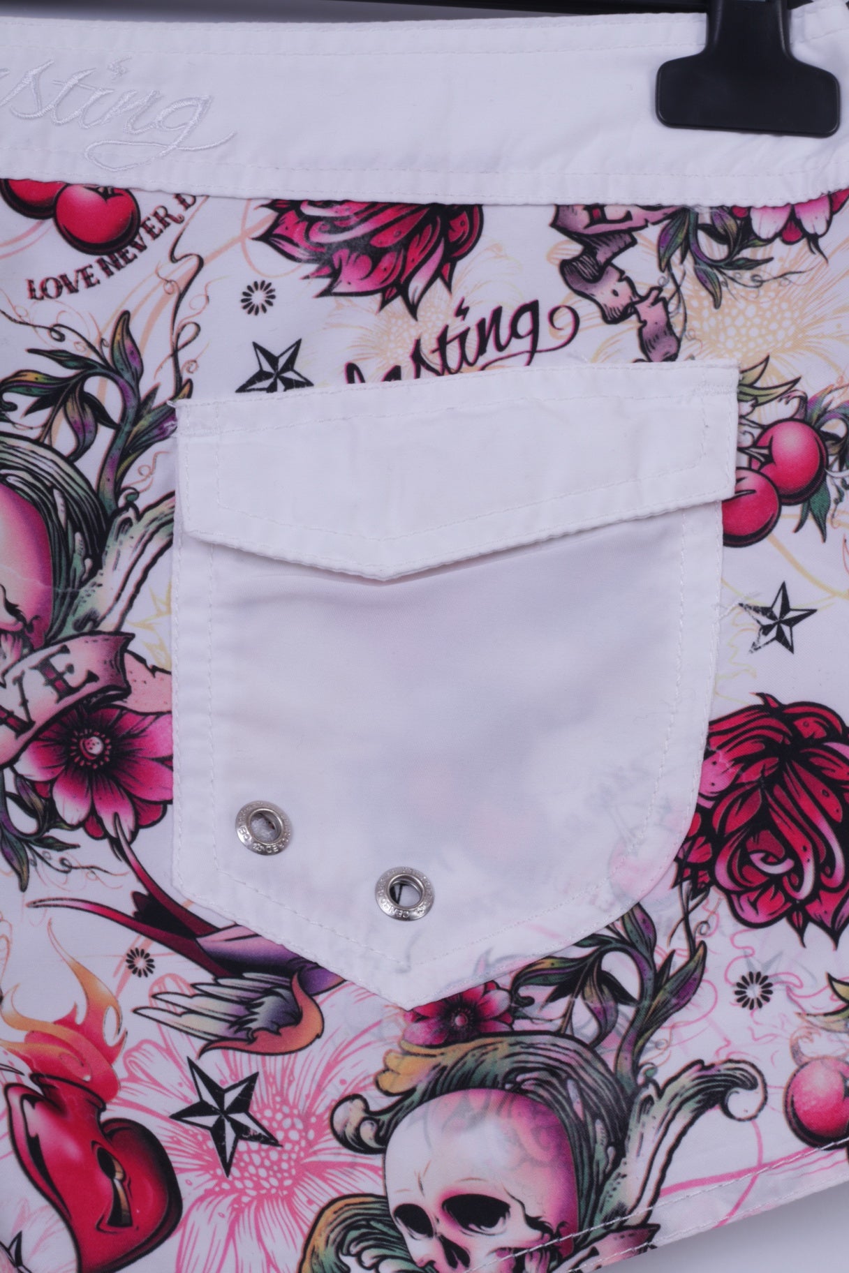 New Yorker Short S Femme Blanc Skulls Love Never Dies Imprimé