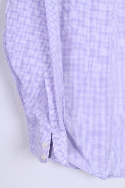 Charles Tyrwhitt Chemise décontractée pour homme M 39 à carreaux en coton violet à manches longues