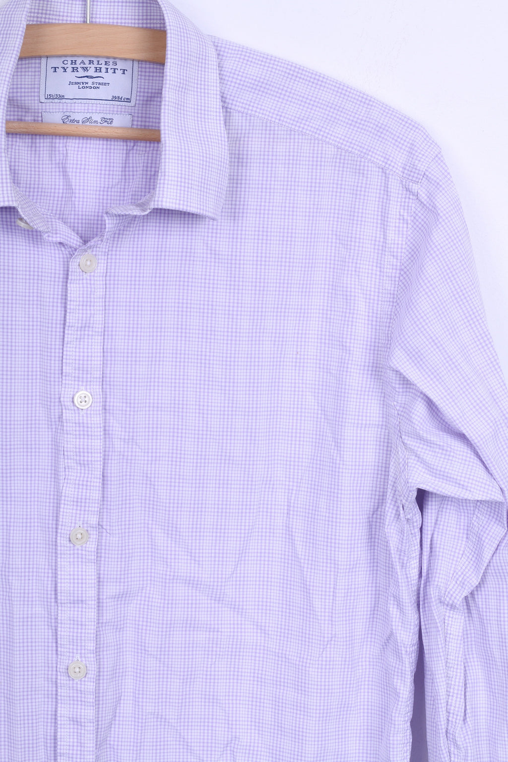Charles Tyrwhitt Mens M 39 Casual Shirt Check Cotton Purple Long Sleeve
