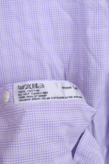 Charles Tyrwhitt Chemise décontractée pour homme M 39 à carreaux en coton violet à manches longues