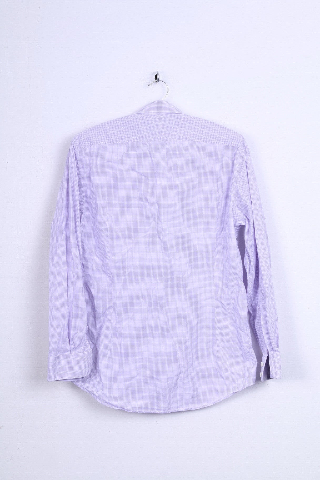 Charles Tyrwhitt Mens M 39 Casual Shirt Check Cotton Purple Long Sleeve