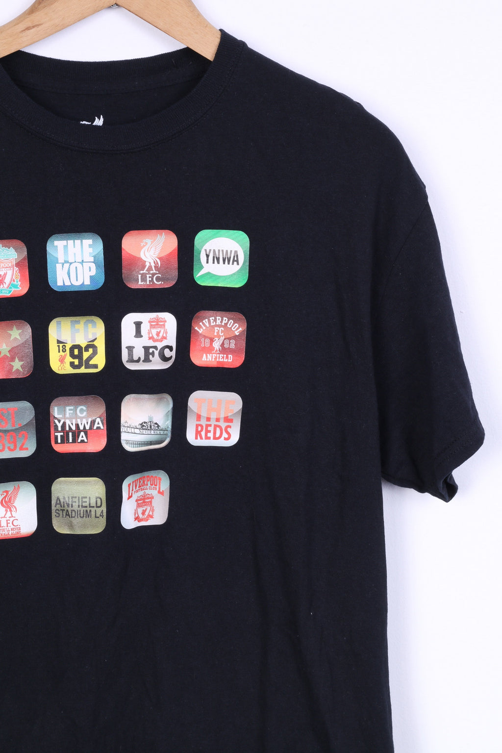 L.F.C Mens M T-Shirt Liverpool Football Club Black Graphis Cotton