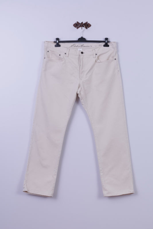 Eddie Bauer Pantalon en jean pour homme 40 x 32 en coton beige jambe droite grande taille 