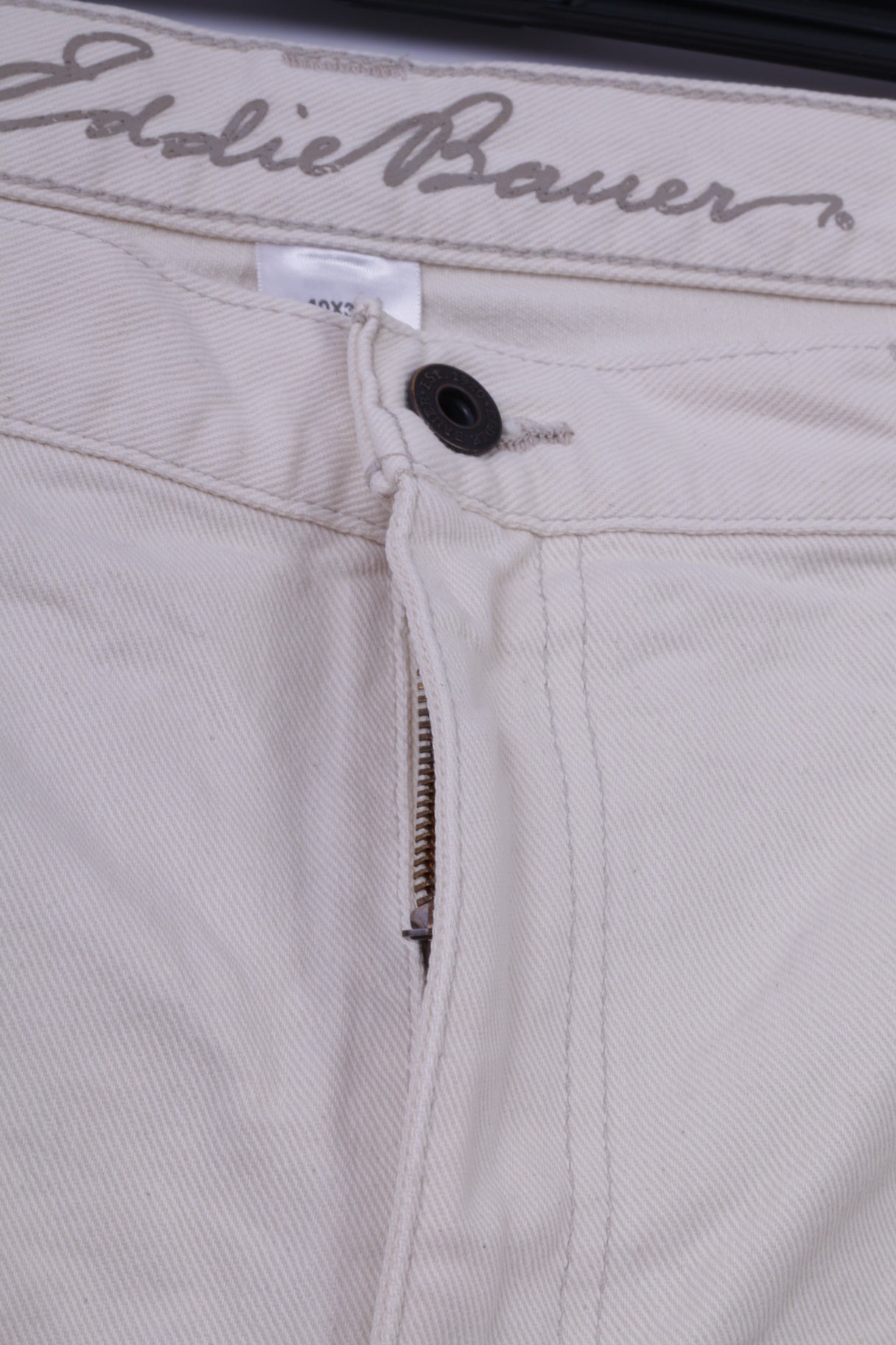 Eddie Bauer Pantalon en jean pour homme 40 x 32 en coton beige jambe droite grande taille 