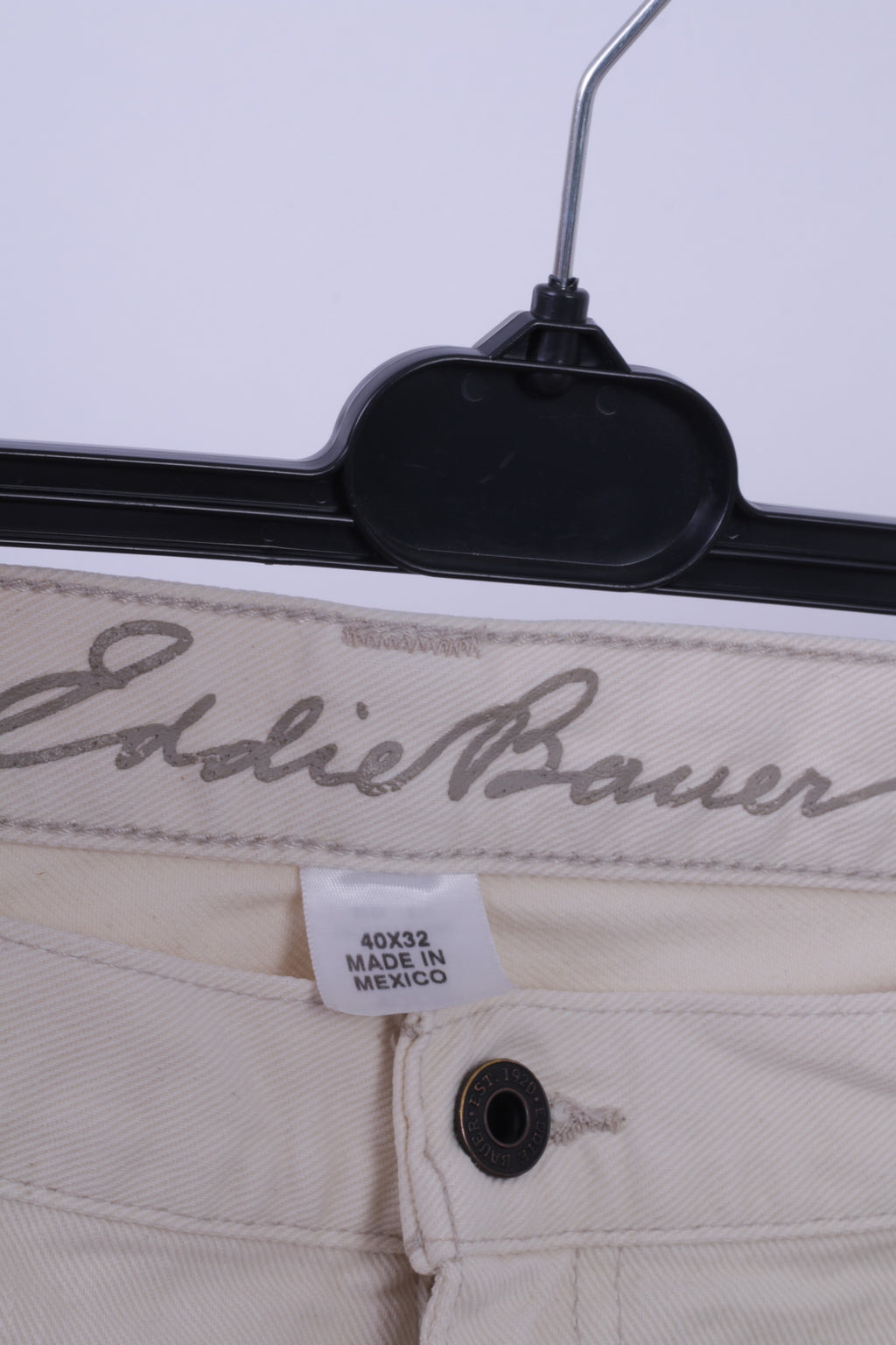 Eddie Bauer Mens 40 x 32 Jeans Trousers Beige Cotton Straight Leg Plus Size Pants