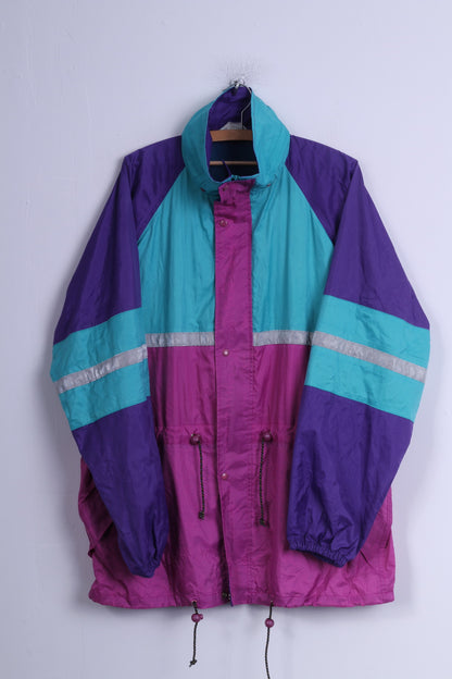 Euro Hike Mens XL Jacket Nylon Purple Festival retro Reflective Rain Coat