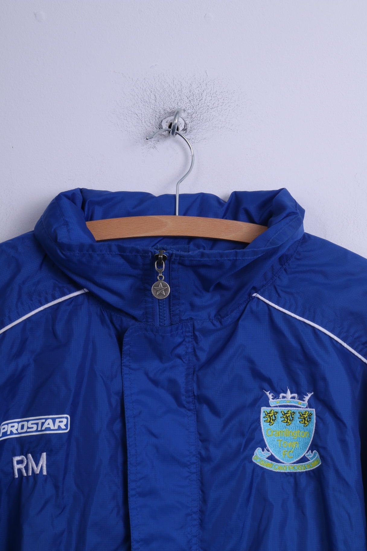PROSTAR Mens XL  Jacket Blue Nylon Hidden Hood Cramlington Town FC