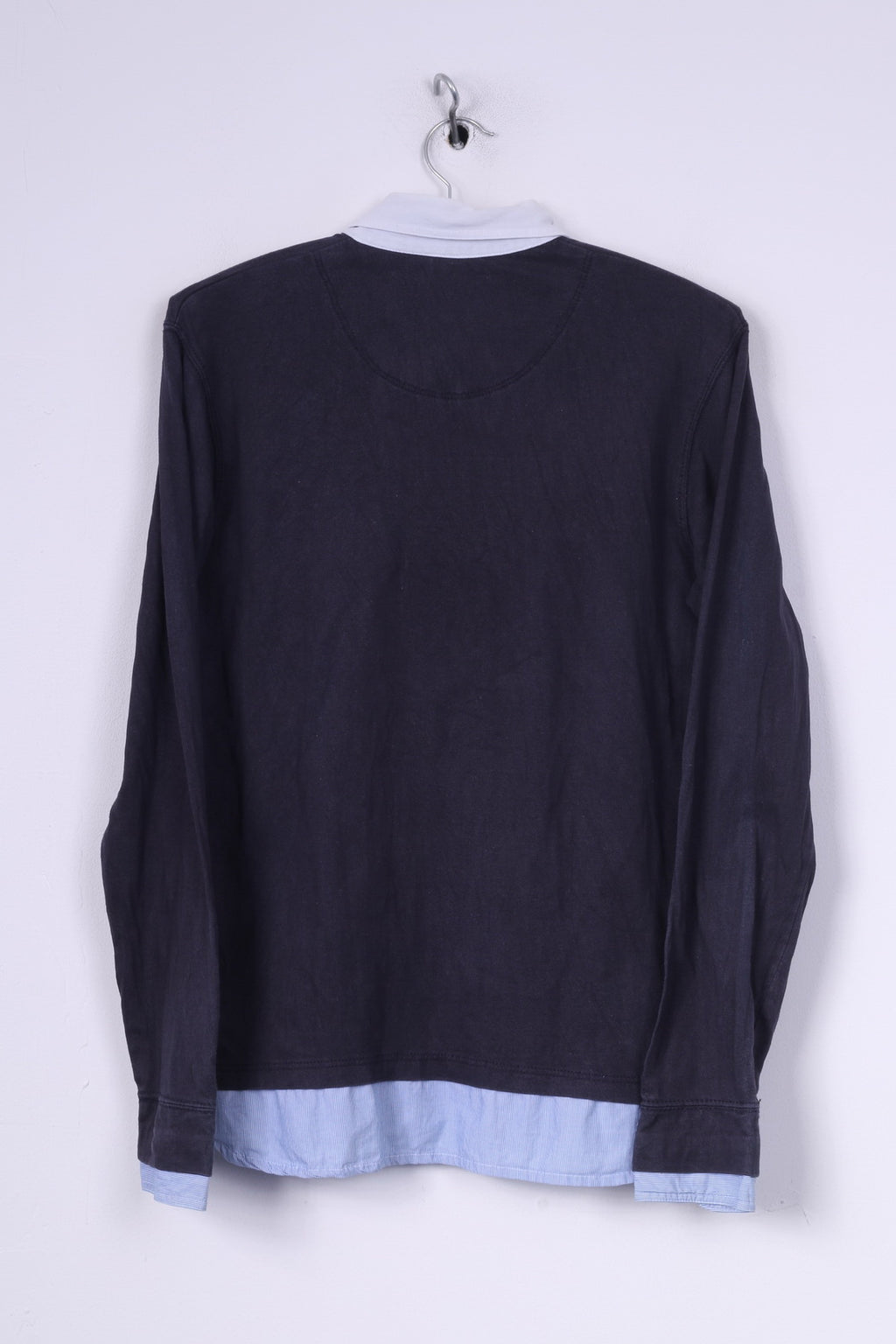 Polo Timberland da ragazzo M 16 manica lunga in cotone blu scuro colletto bianco 