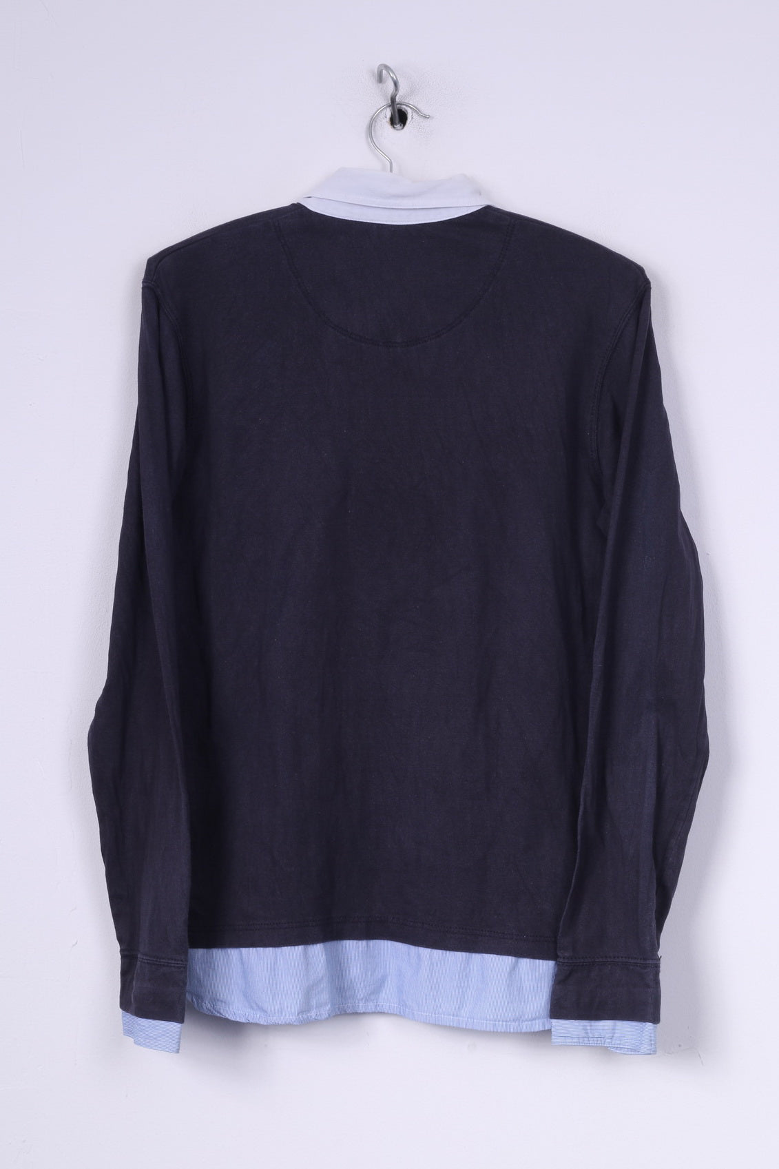 Polo Timberland da ragazzo M 16 manica lunga in cotone blu scuro colletto bianco 