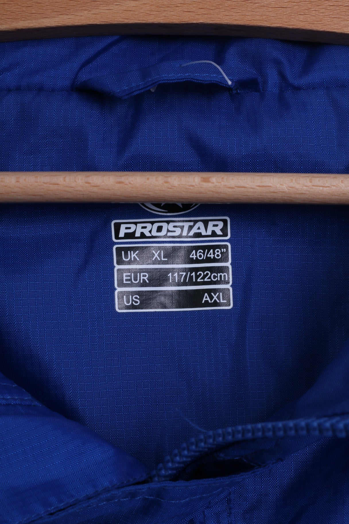 Giacca PROSTAR da uomo XL in nylon blu con cappuccio nascosto Cramlington Town FC