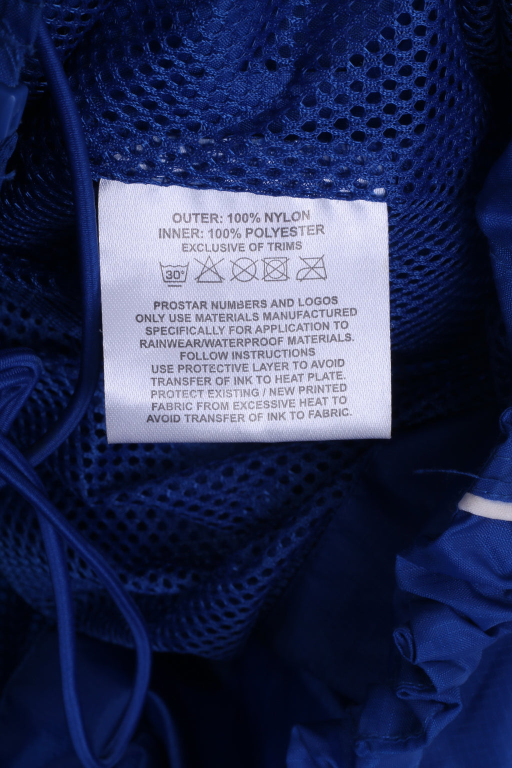 Giacca PROSTAR da uomo XL in nylon blu con cappuccio nascosto Cramlington Town FC