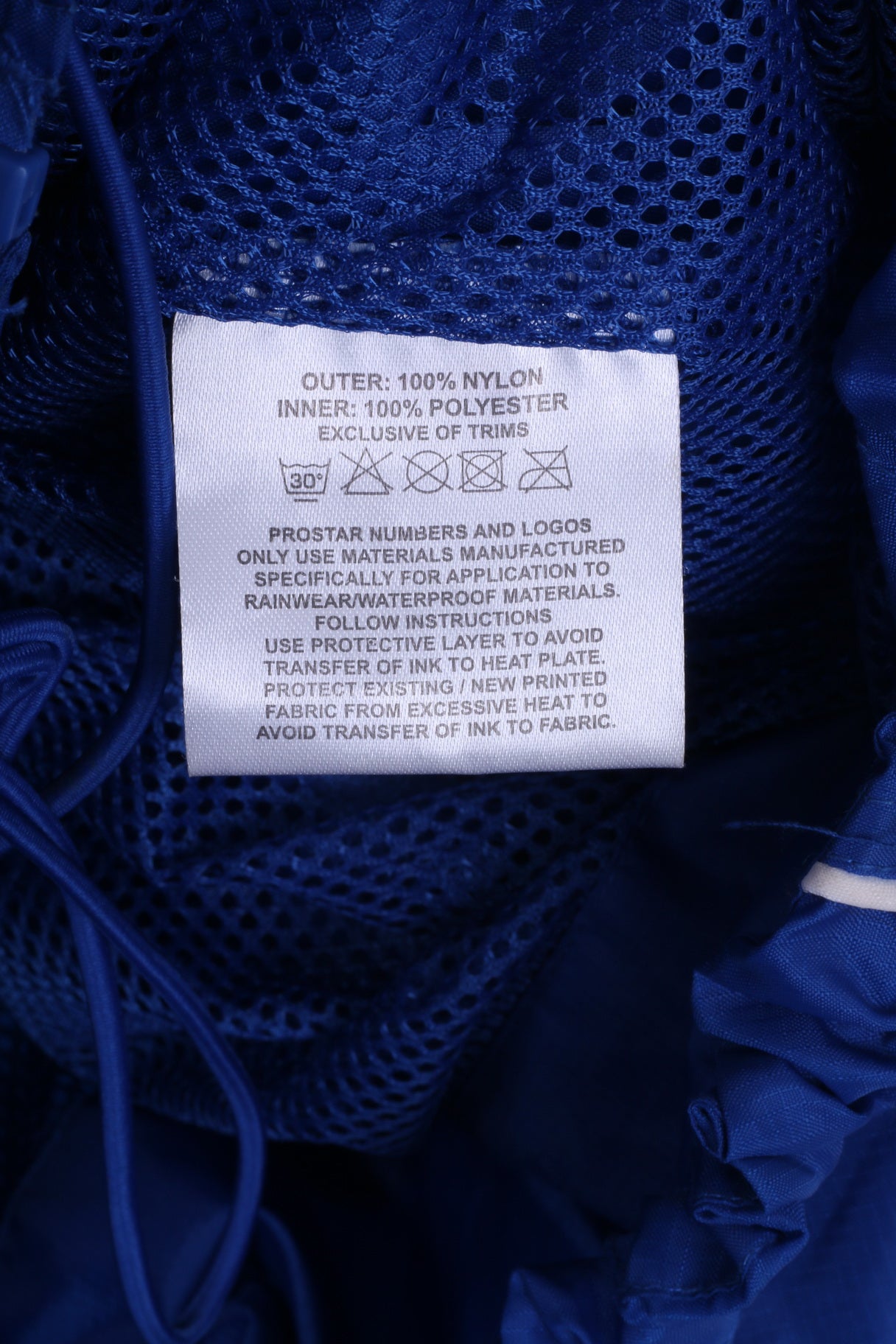 Giacca PROSTAR da uomo XL in nylon blu con cappuccio nascosto Cramlington Town FC