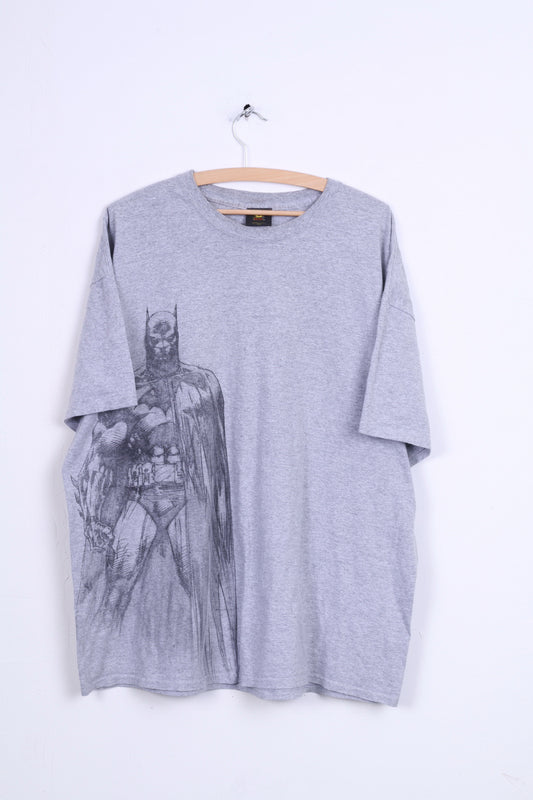 GILDAN Batman Mens 2XL Graphic Shirt Grey Cotton
