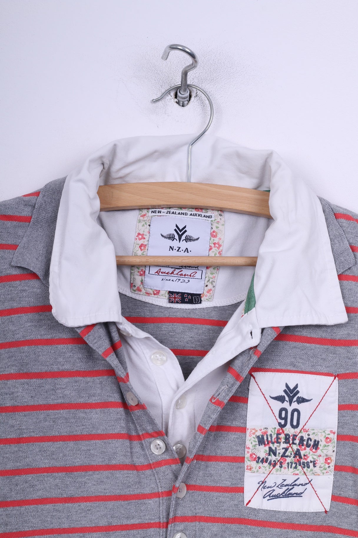 Nouvelle-Zélande Auckland Femmes 3 S Polo Rayé Gris Double Col Lnza Haut En Coton 