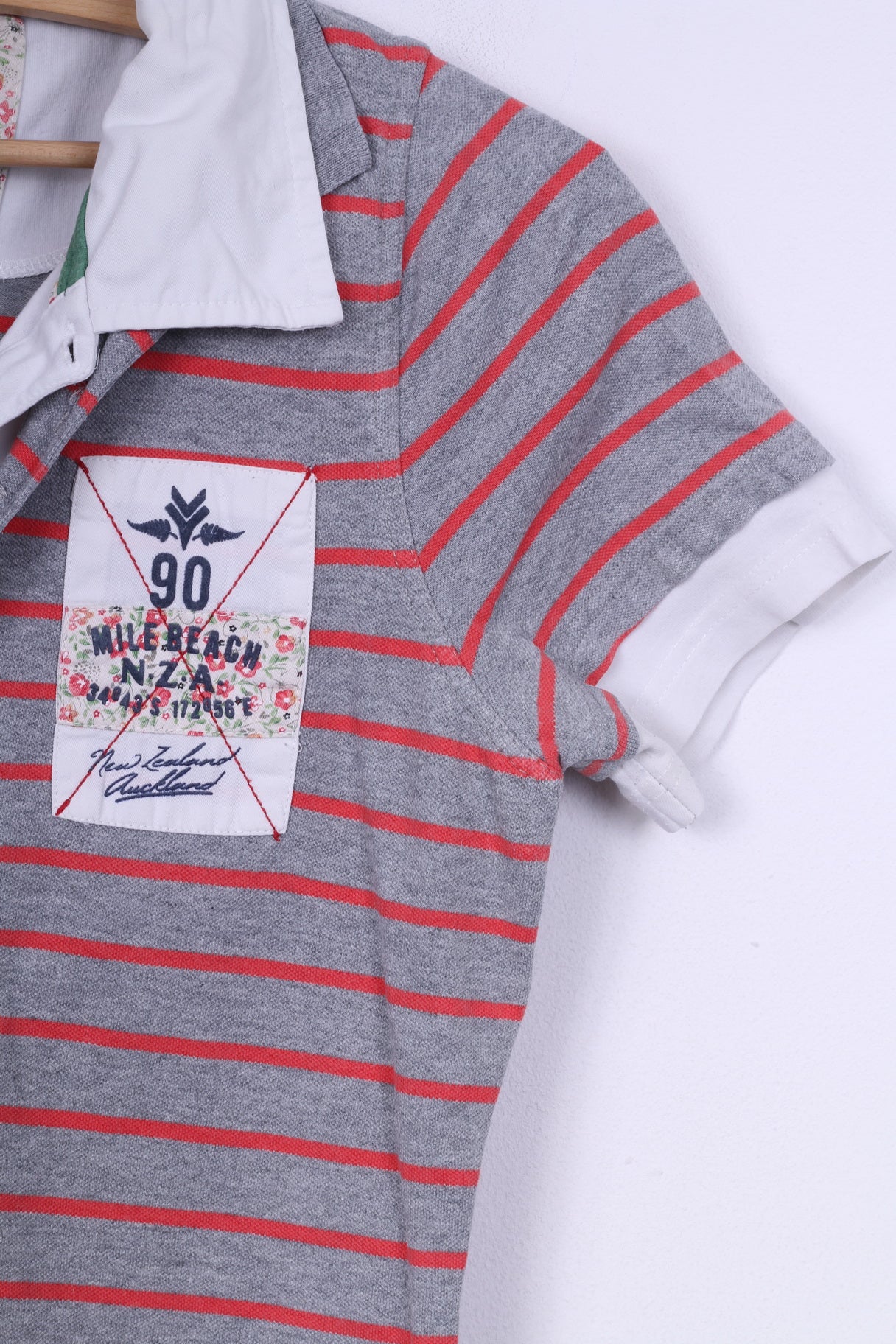 Nouvelle-Zélande Auckland Femmes 3 S Polo Rayé Gris Double Col Lnza Haut En Coton 