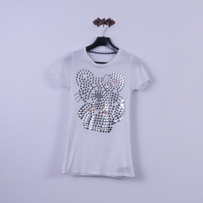 IOD By Steven Trussell Women L (S) Shirt White Silver Bear Long Fit Top
