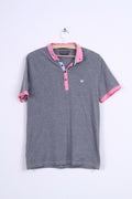 The Spitalfields Shirt CO Mens M Polo Shirt Grey Dog Bulldog Cotton