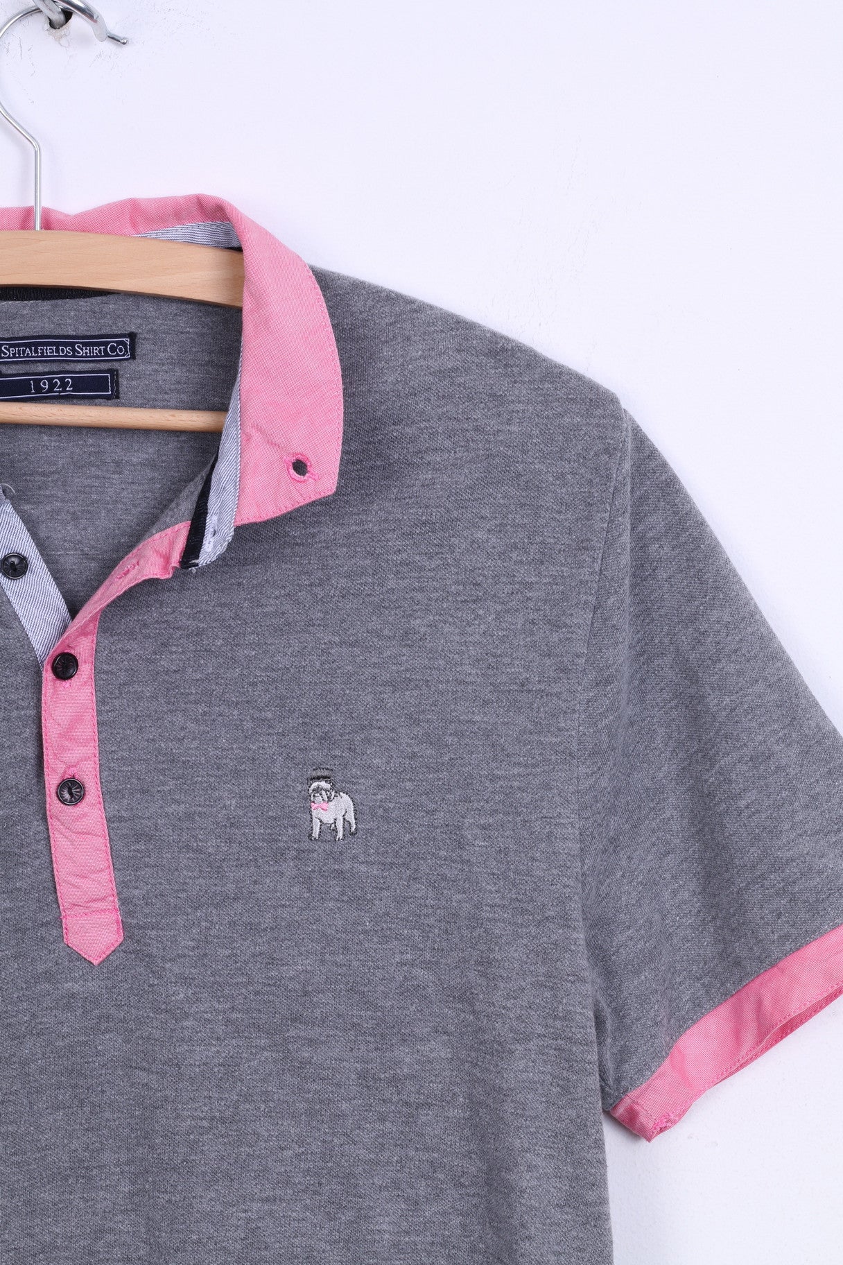 The Spitalfields Shirt CO Polo M Homme Gris Chien Bulldog Coton