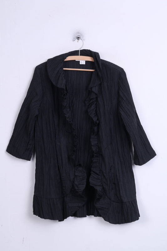 Allessa W.Collection Womens 16 XXL Blouse Ruffle Black Vintage