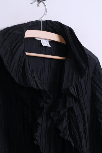 Allessa W.Collection Womens 16 XXL Blouse Ruffle Black Vintage