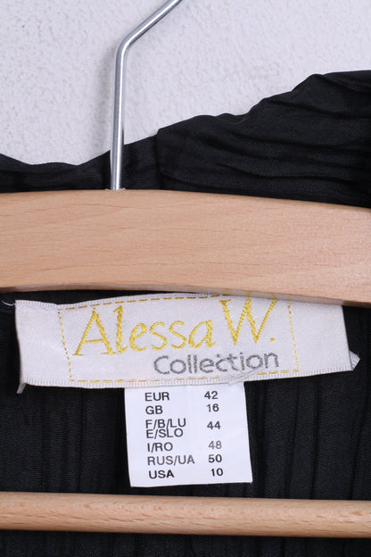 Allessa W.Collection Womens 16 XXL Blouse Ruffle Black Vintage