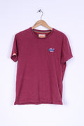 Vintage Superdry Mens L (S) T-Shirt  Burgundy Cotton Universal Tee Shirt