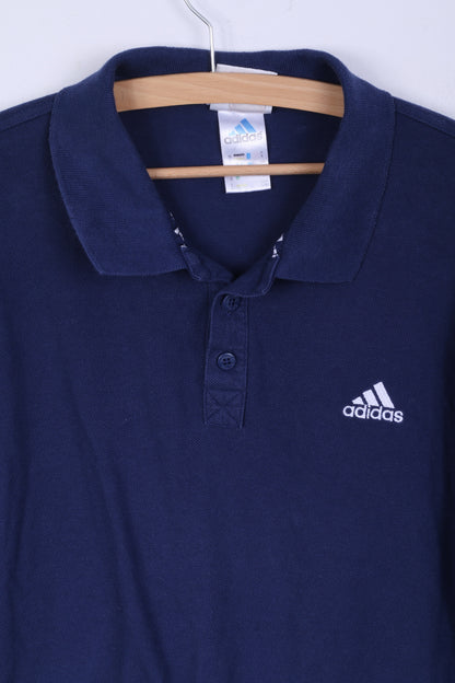 Adidas Homme L (M) Polo Coton Bleu Marine Boutons Détaillés Haut de Sport