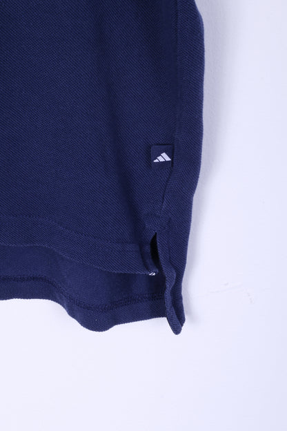 Adidas Mens L (M) Polo Shirt Cotton Navy Detailed Buttons Sport Top