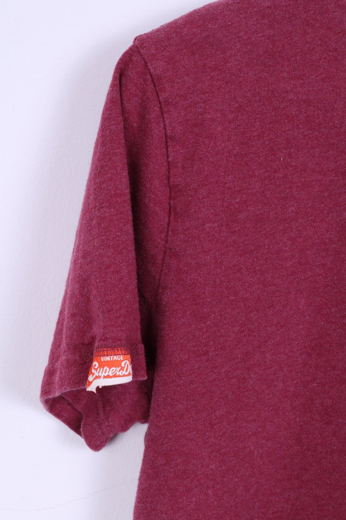 Vintage Superdry Mens L (S) T-Shirt  Burgundy Cotton Universal Tee Shirt